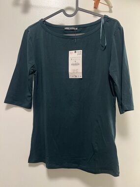ZARA Teal Green Short Sleeve Crewneck Top